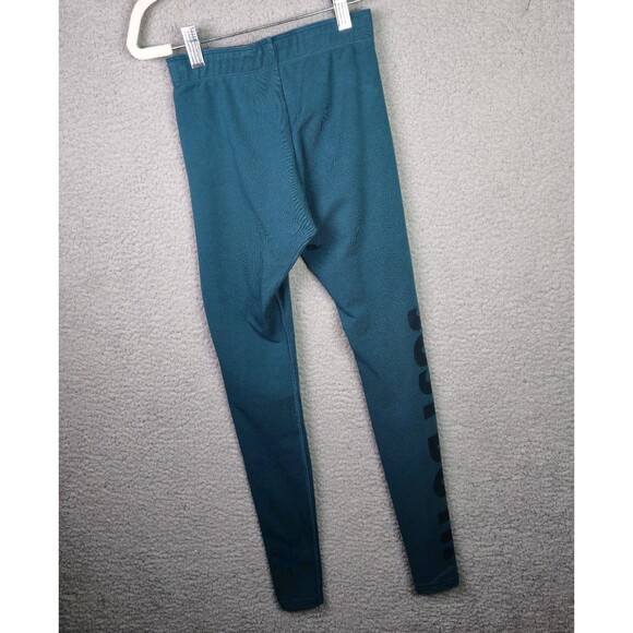 Nike Leggings Womens XS Green Black Spellout Slimming Stretchy Activewear Logo - Picture 7 of 8